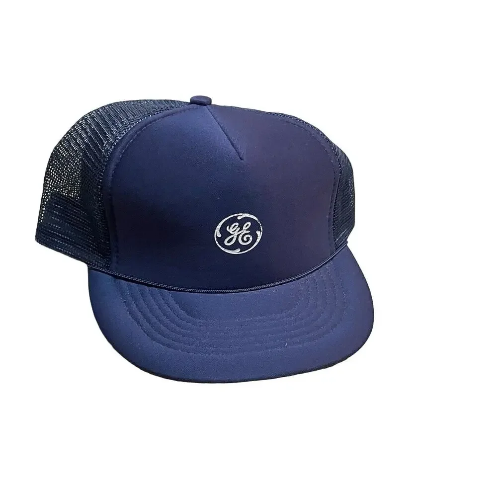 VTG GE General Electric Logo Blue Sunbelt Snapback Ball Cap Trucker Hat OS - Picture 3 of 7